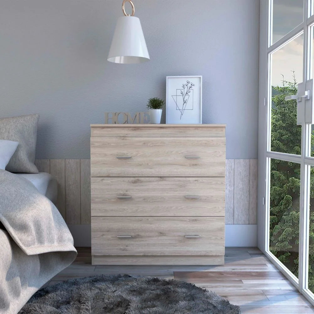 Black 3 Drawer Dresser with Metal Handles C46391