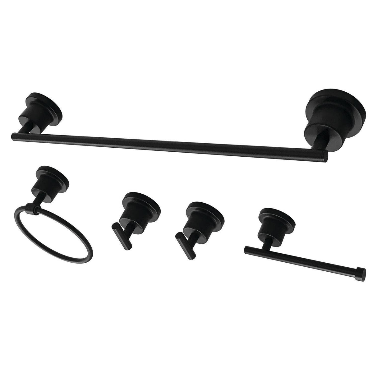 5pc Matte Black Bathroom Accessory Set S15609