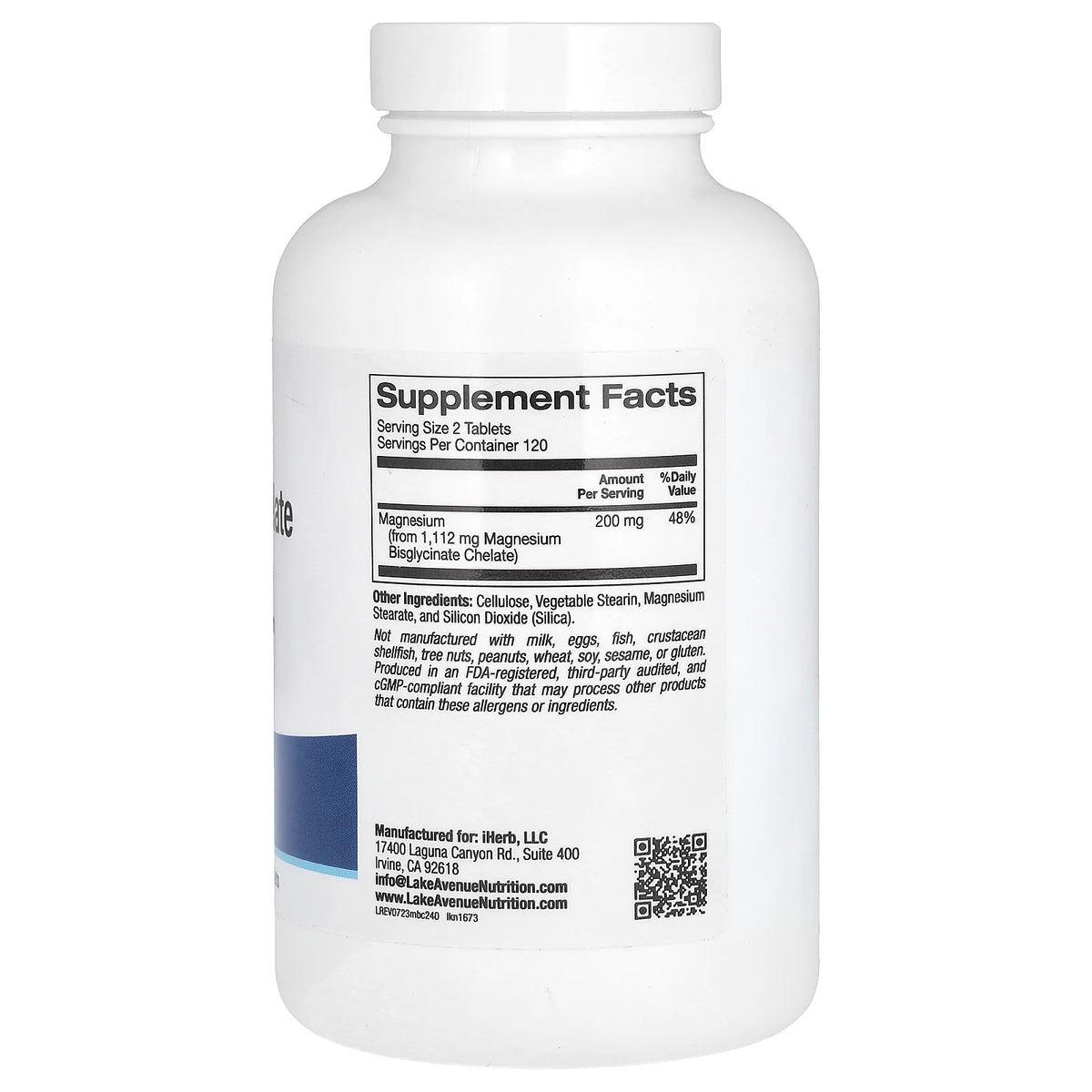 Magnesium Bisglycinate Chelate 200 mg 240 Tablets P776438