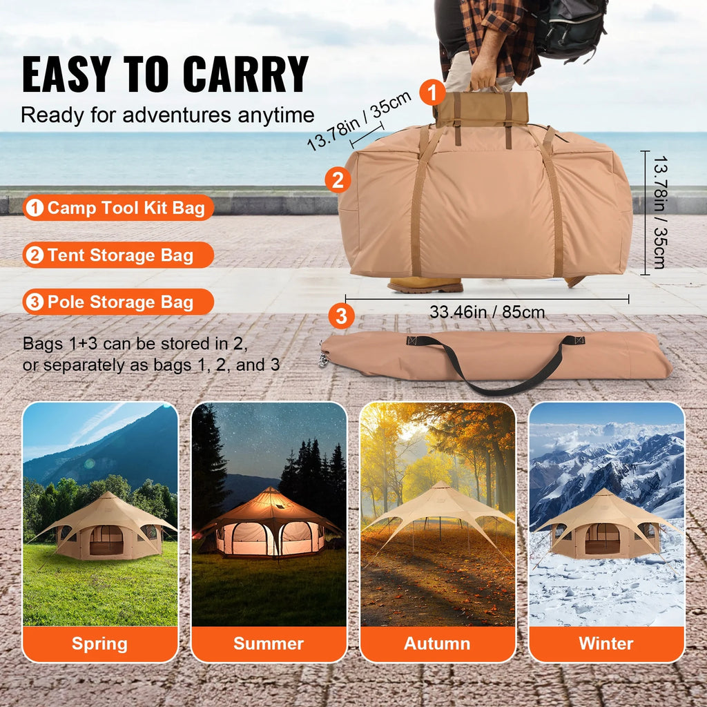 Canvas 4 Seasons Bell Tent with Stove Jack G648