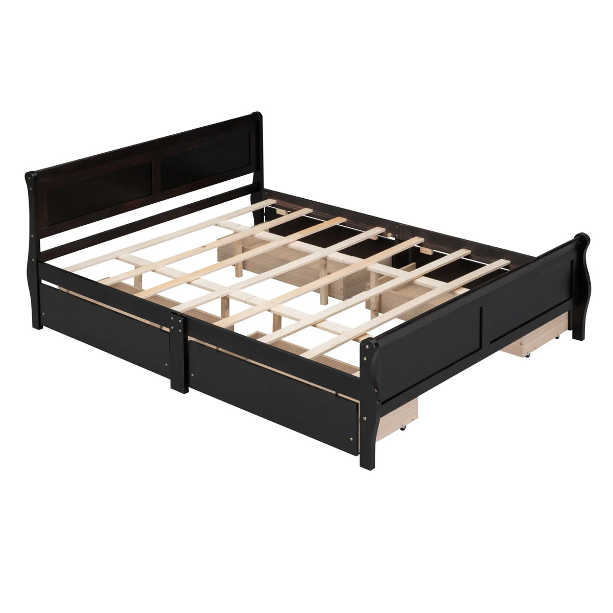 Queen Size Wood Platform Bed with 4 Drawers H12667
