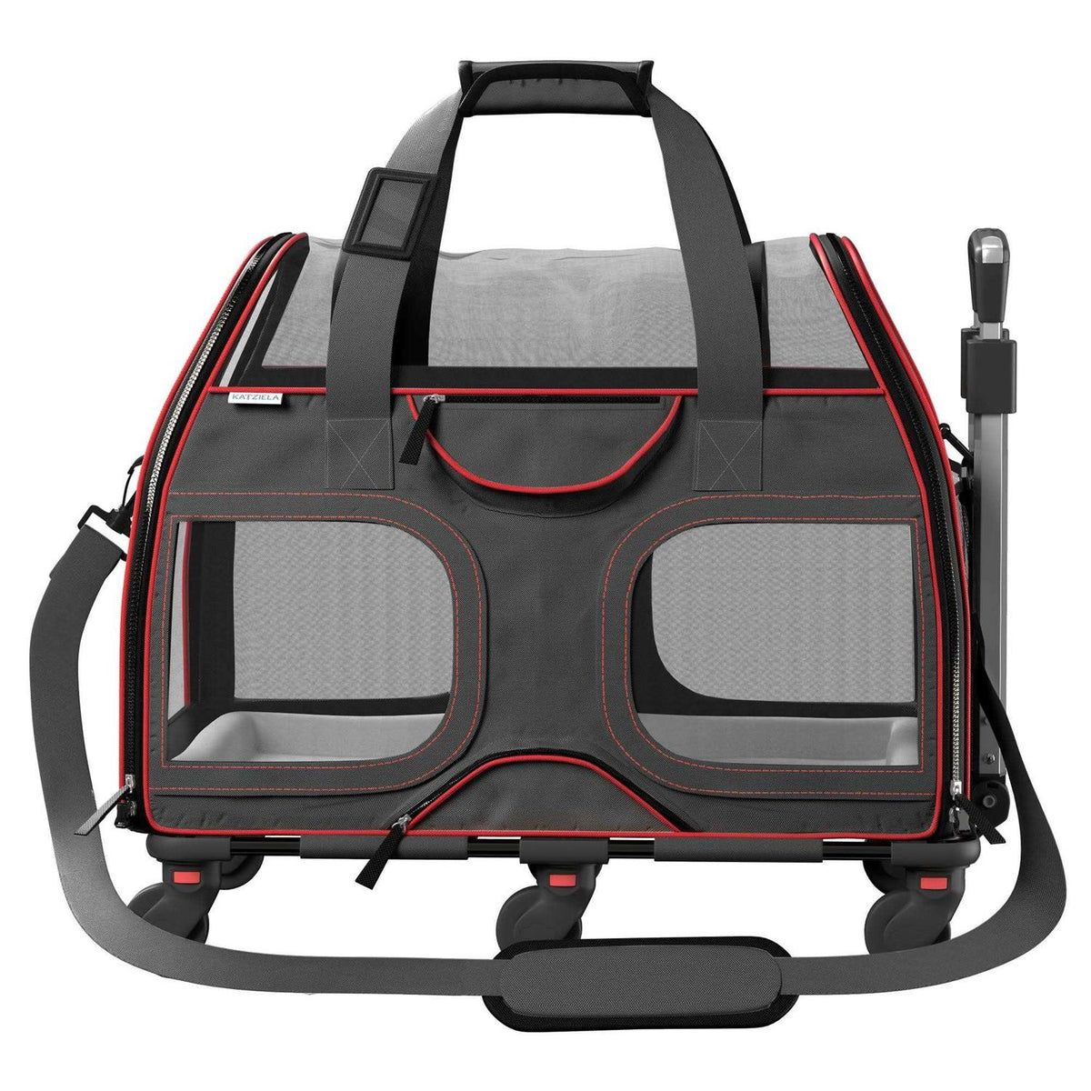 Pet Carrier with Removable Wheels and Double Telescopic Handle B548