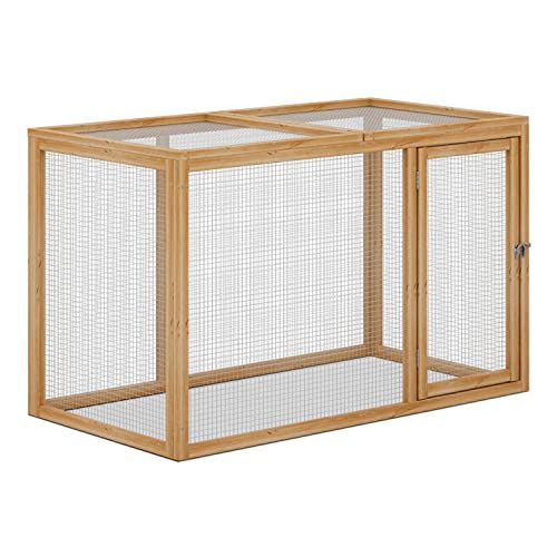 Wood Chicken Cage Rabbit Hutch with Openable Roof and Side Door, 45 x 24 x 28 inch A993