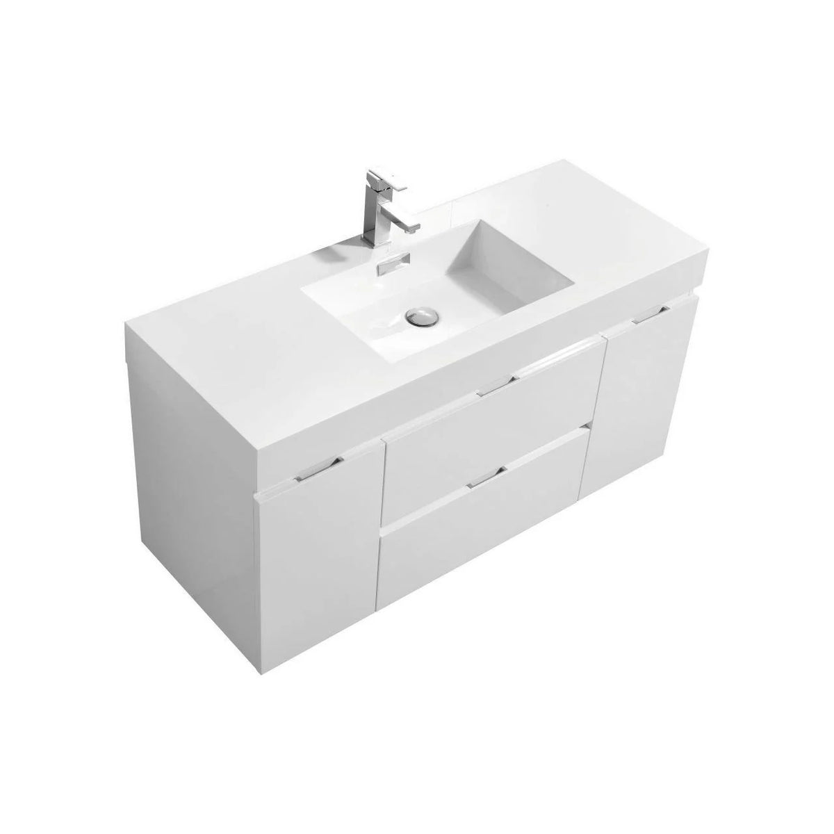 48 in. Wall Mount High Gloss White Bathroom Vanity V833