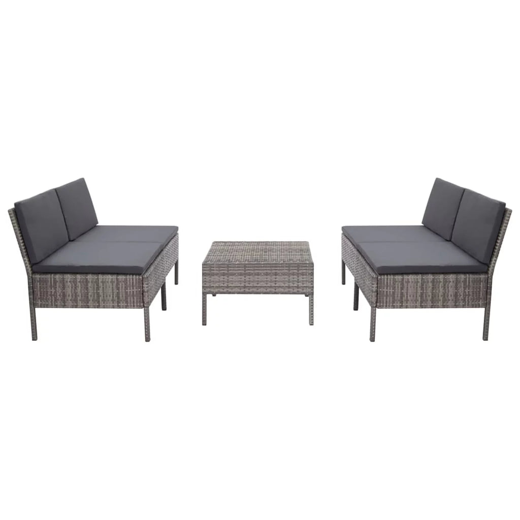 5 Piece Gray Poly Rattan Patio Sofa Set with Coffee Table T42599