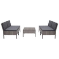 5 Piece Gray Poly Rattan Patio Sofa Set with Coffee Table T42599