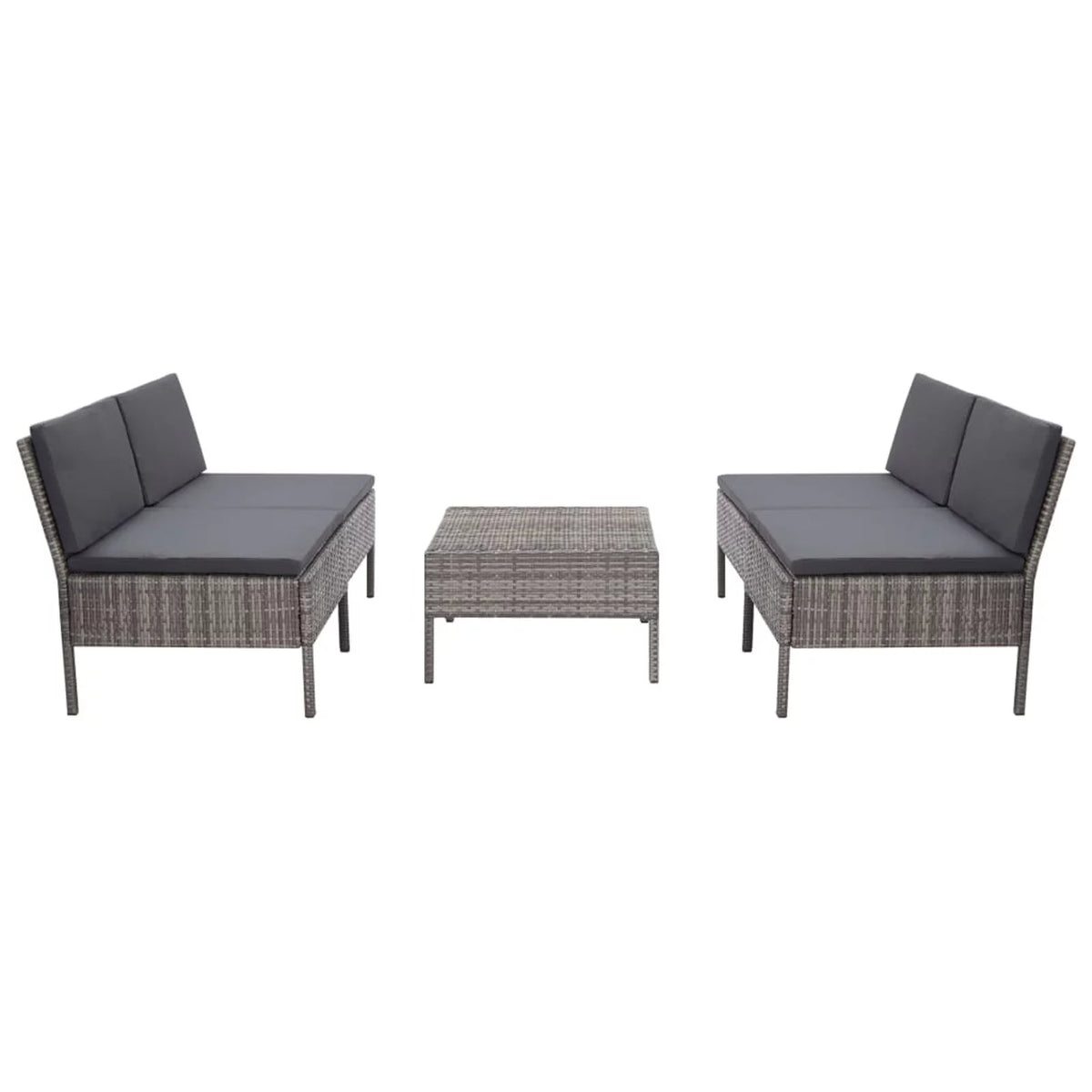 5 Piece Gray Poly Rattan Patio Sofa Set with Coffee Table T42599