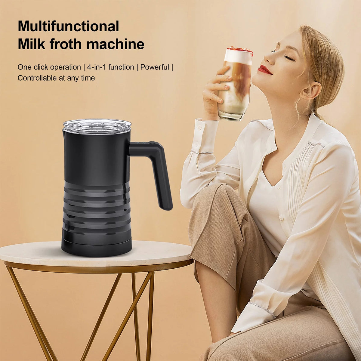 Electric Milk Frother and Steamer 4 in 1, 400W Non-Stick 580ml B7503