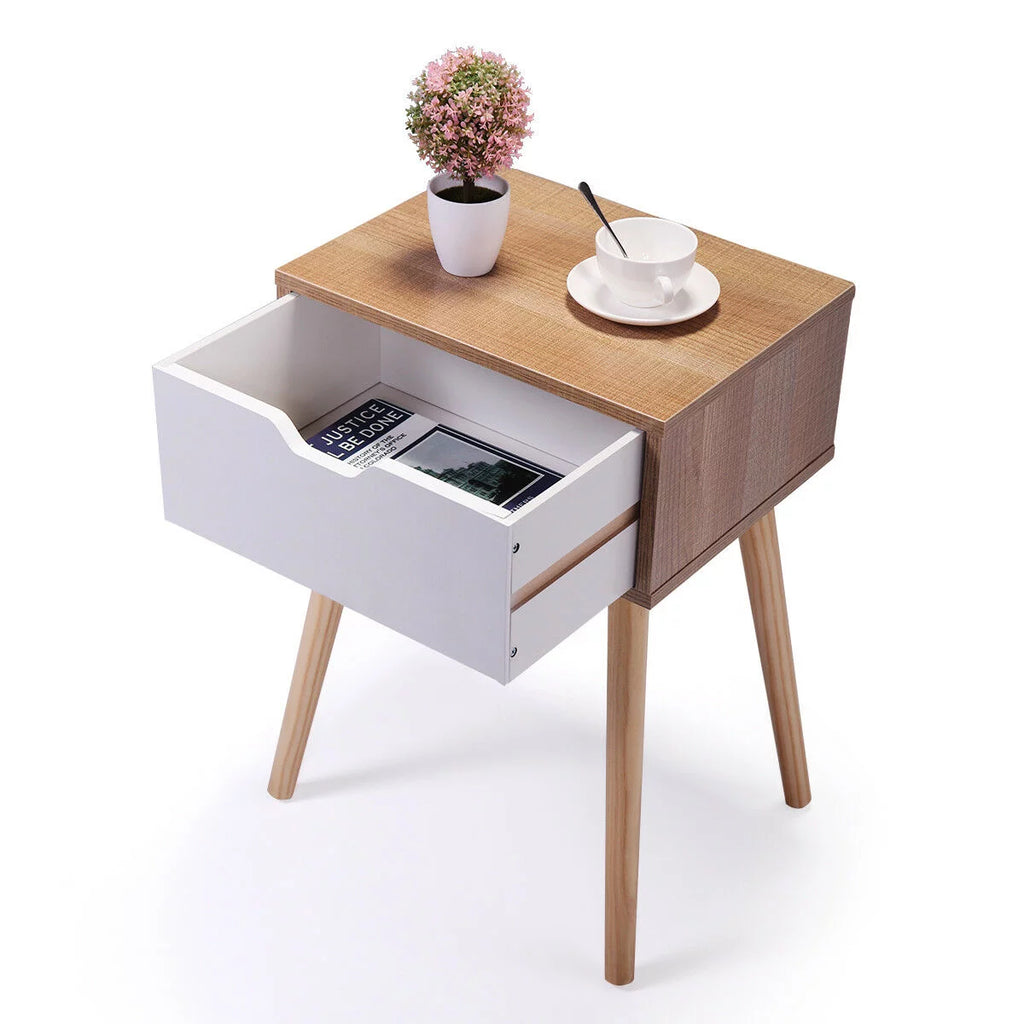 White 2Pcs Nightstand With Storage Drawers F315116